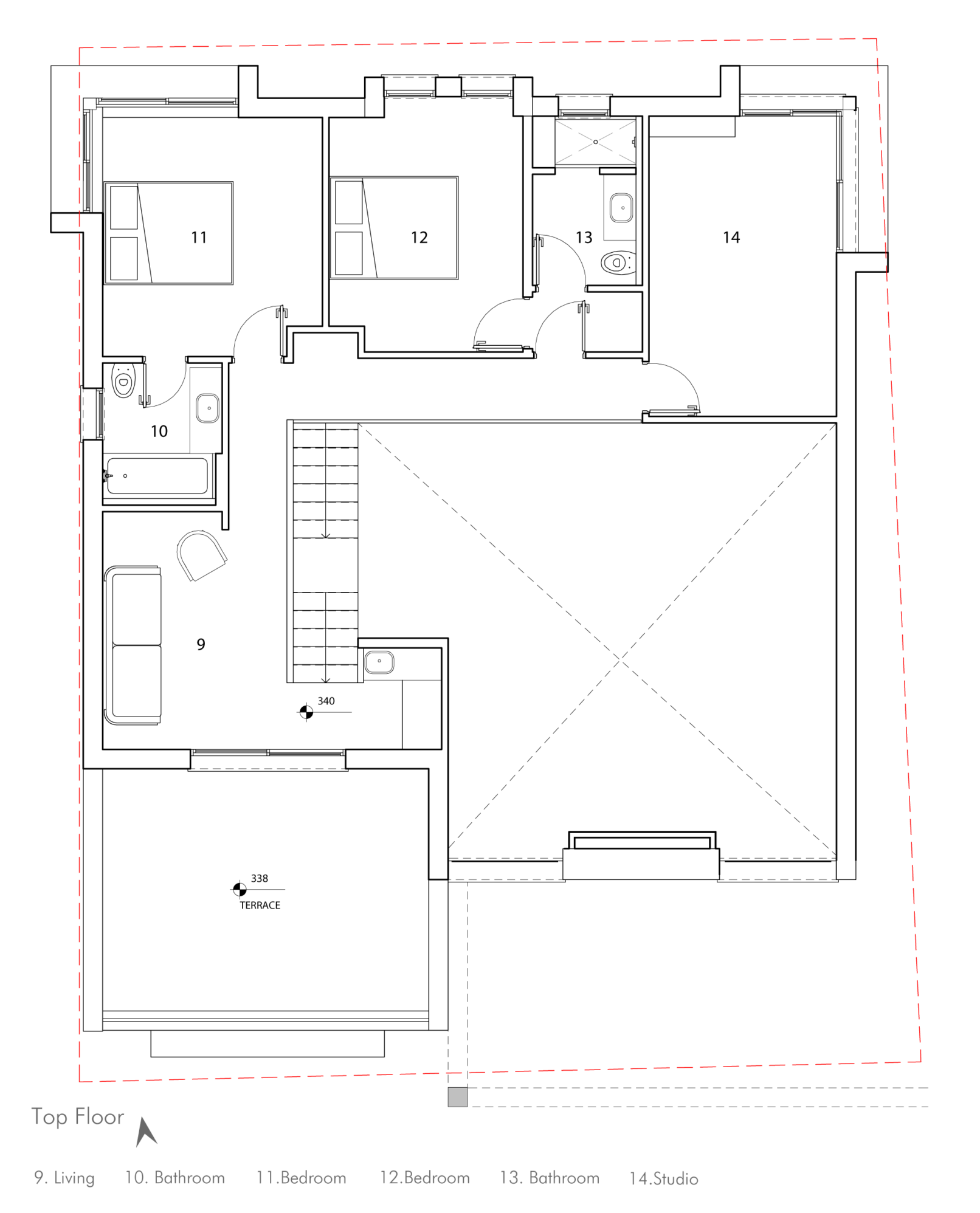 House in Kfar Bin Nun - Top Floor Plan